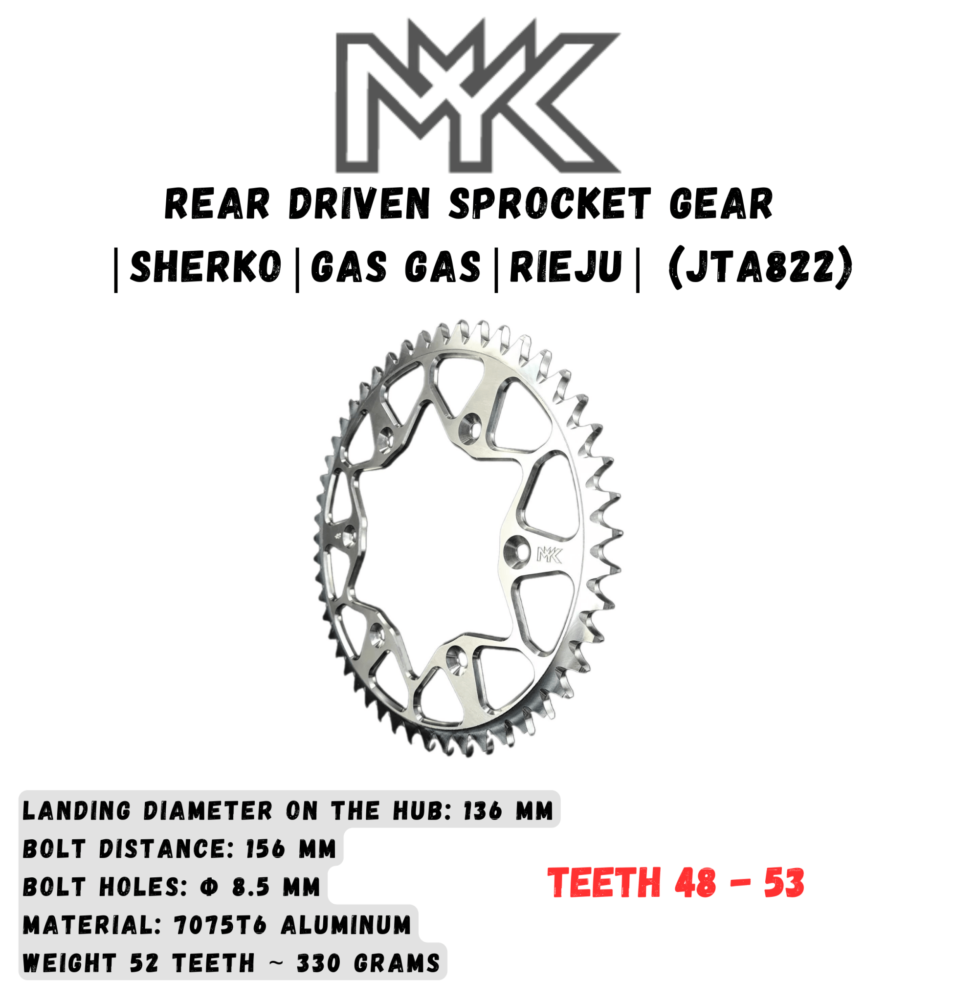 Rear Sprocket | SHERCO SE 125-500 | GAS GAS EC/ECF | RIEJU MR300 48-50 teeth CNC